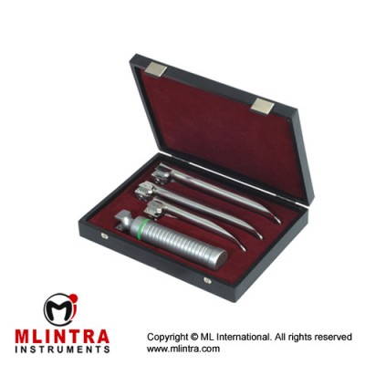 MaxBright™ Fiber Optic Miller Laryngoscope Set With Battery Handle Ref:- AN-890-01 and Blades Ref:- AN-810-01 to AN-810-04 Stainless Steel,